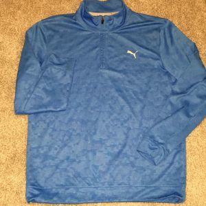 Puma mens Blue Digi Camouflage 1/4 zipper t neck golf sweatshirt sweater m